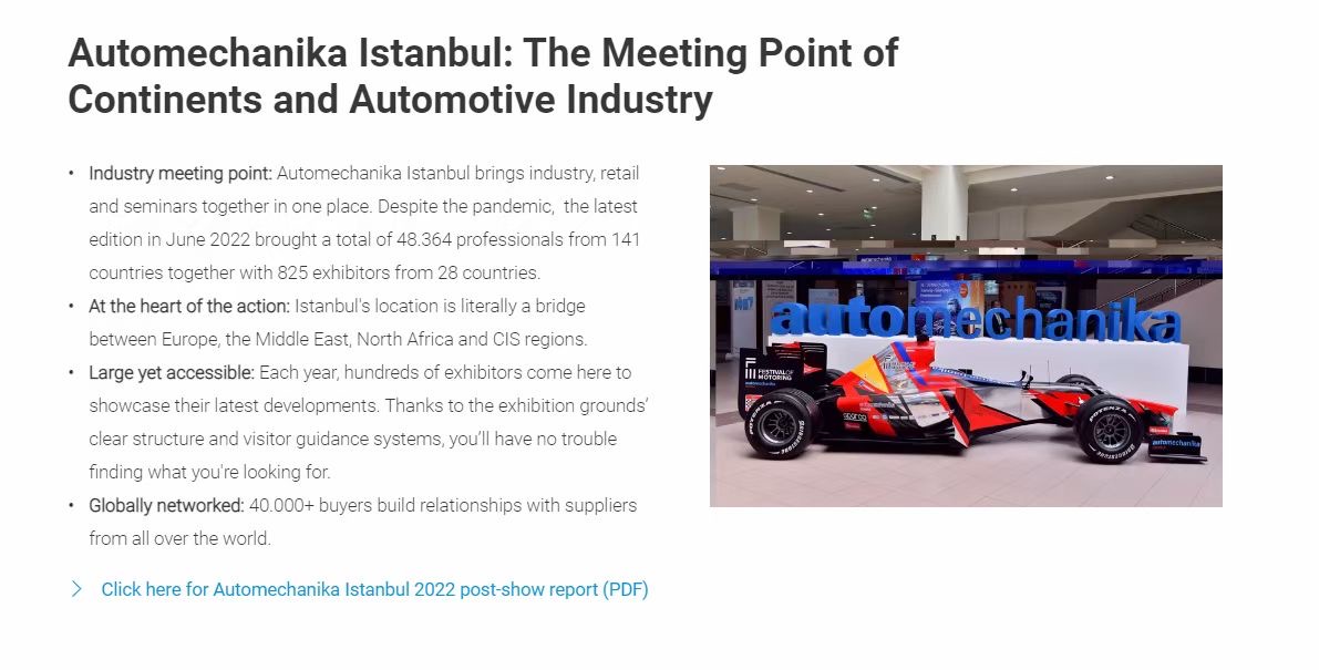 Nafurancar estará presente en Automechanika Istanbul 2023 del 8 al 11 de junio con productos de alta calidad y excelentes precios.